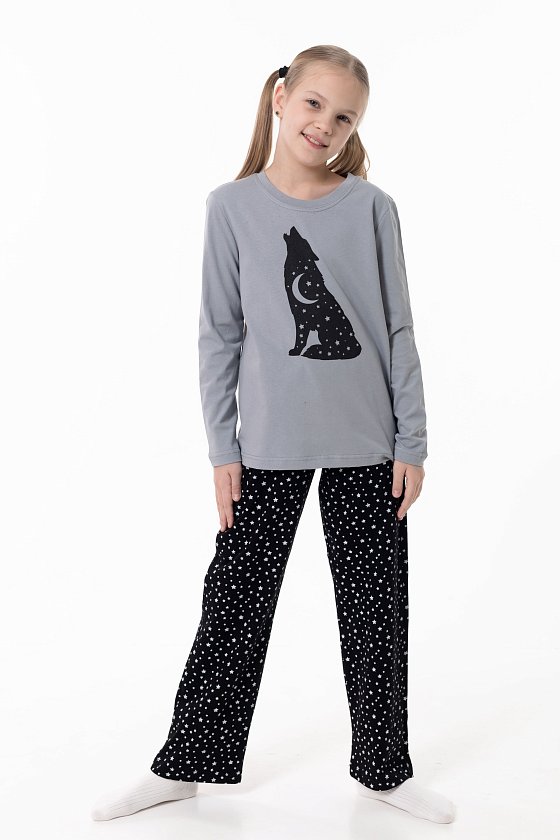 Пижама футболка с длинным рукавом и брюки М225116Псч