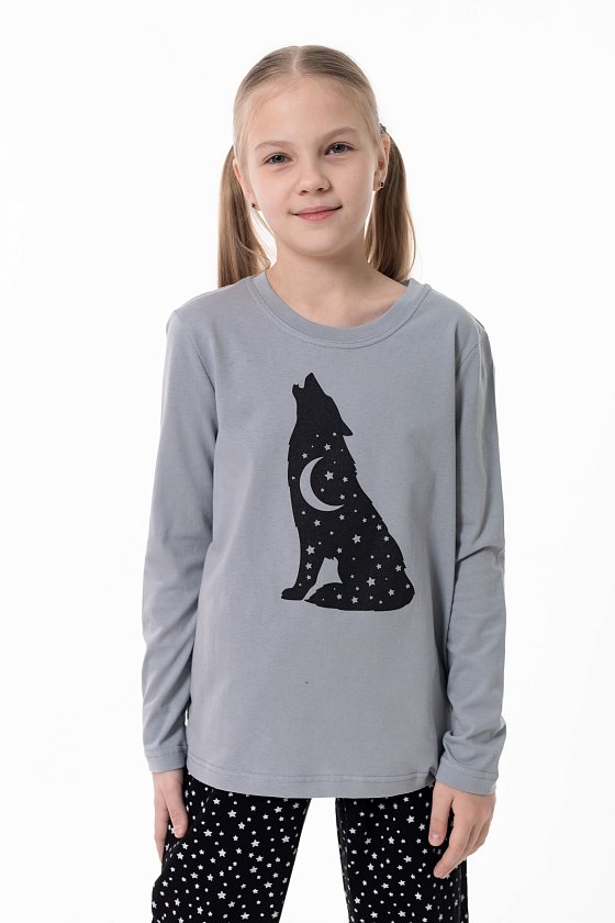 Пижама футболка с длинным рукавом и брюки М225116Псч