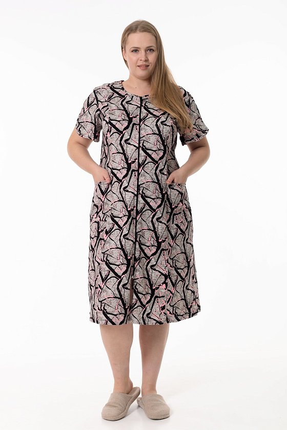 Халат с коротким рукавом из хлопка М325408ср