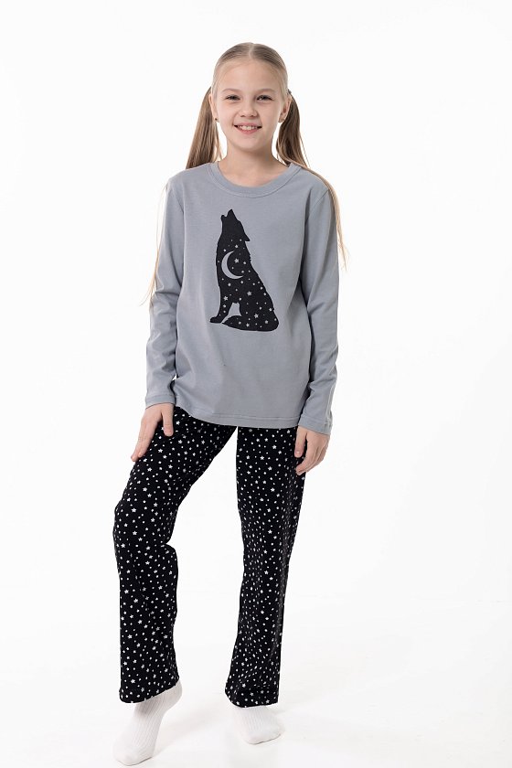 Пижама футболка с длинным рукавом и брюки М225116Псч