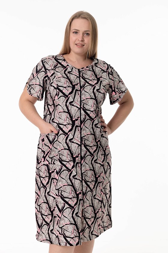 Халат с коротким рукавом из хлопка М325408ср