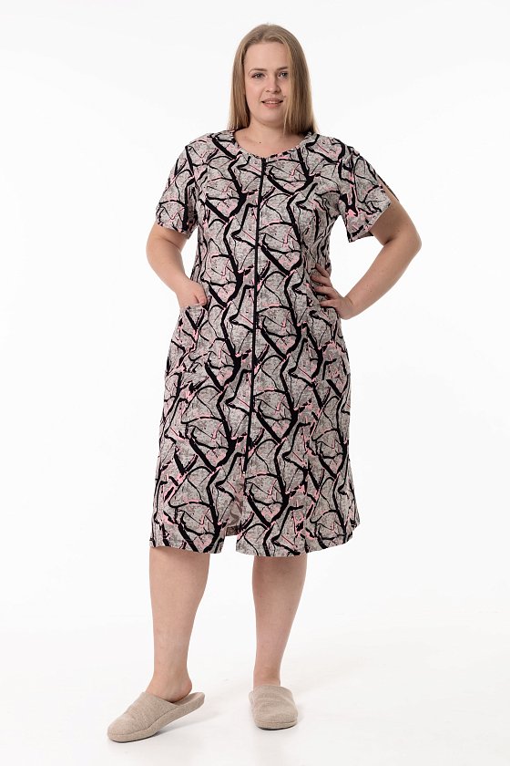 Халат с коротким рукавом из хлопка М325408ср