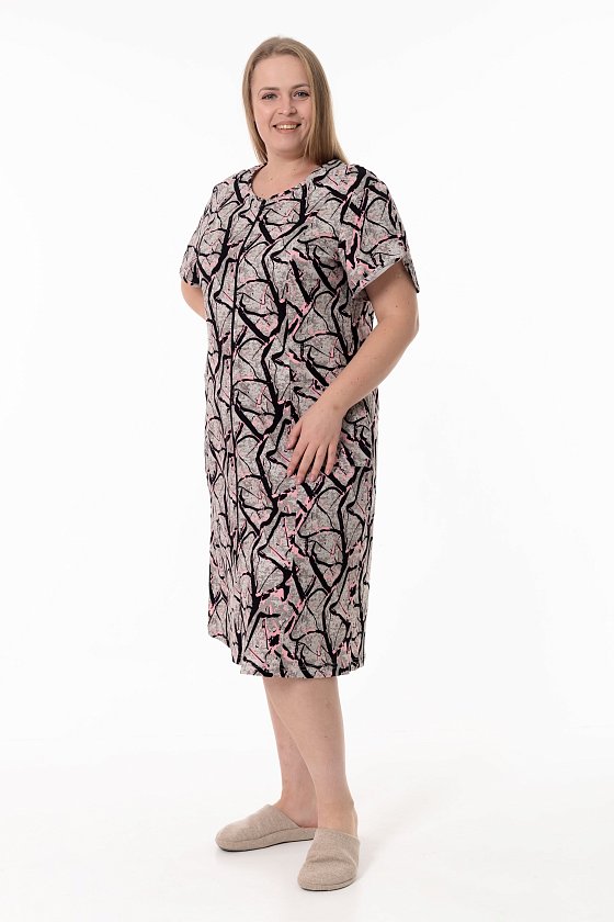 Халат с коротким рукавом из хлопка М325408ср