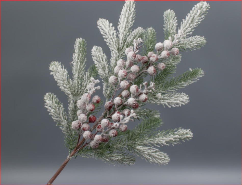 Ветка елки в снегу с ягодами высокая (76 см) 9834000602449
