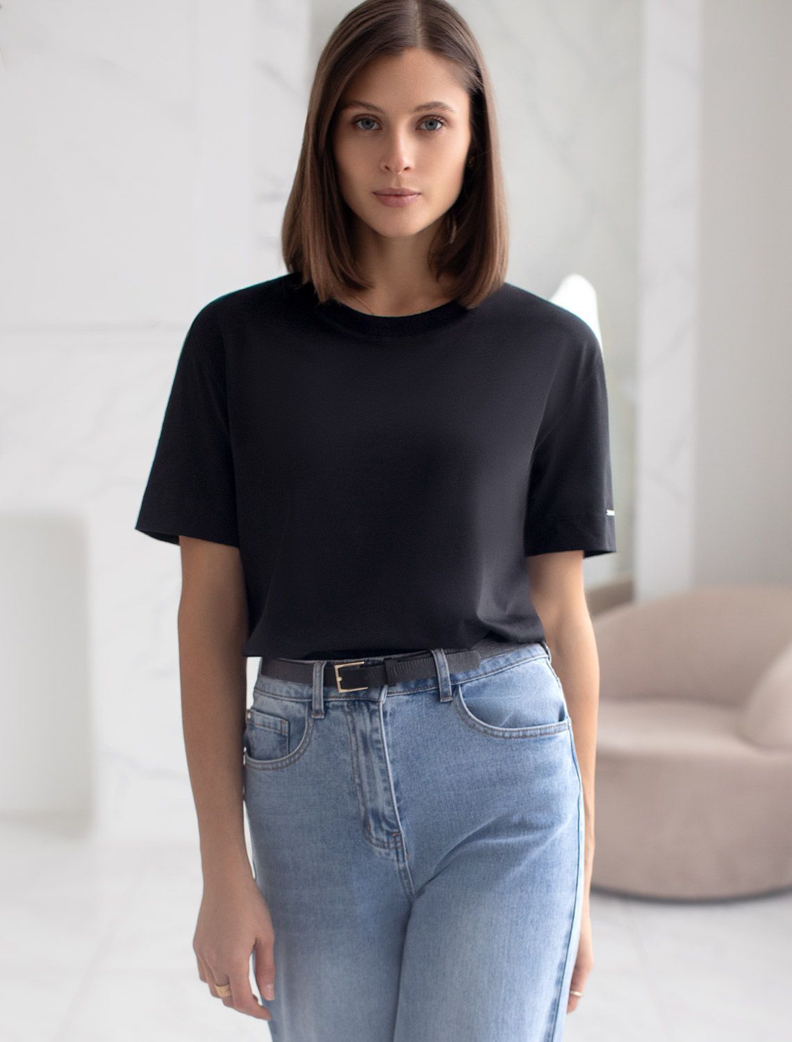 Свободная футболка из премиального хлопка с эластаном