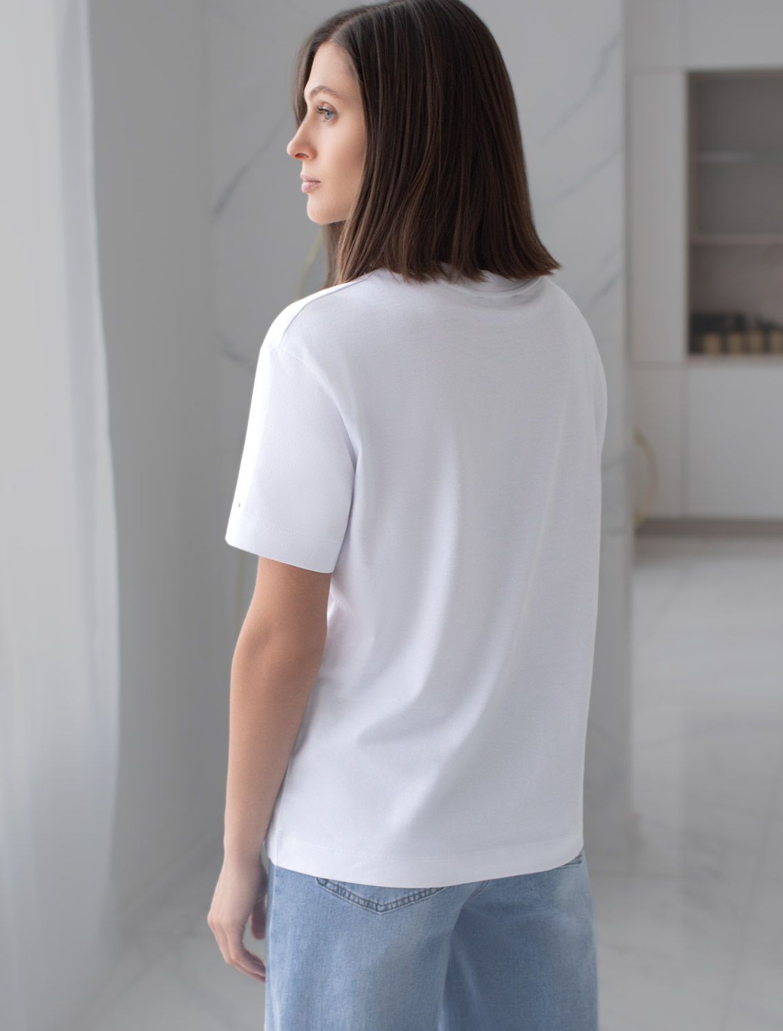 Свободная футболка с принтом из премиального хлопка с эластаном