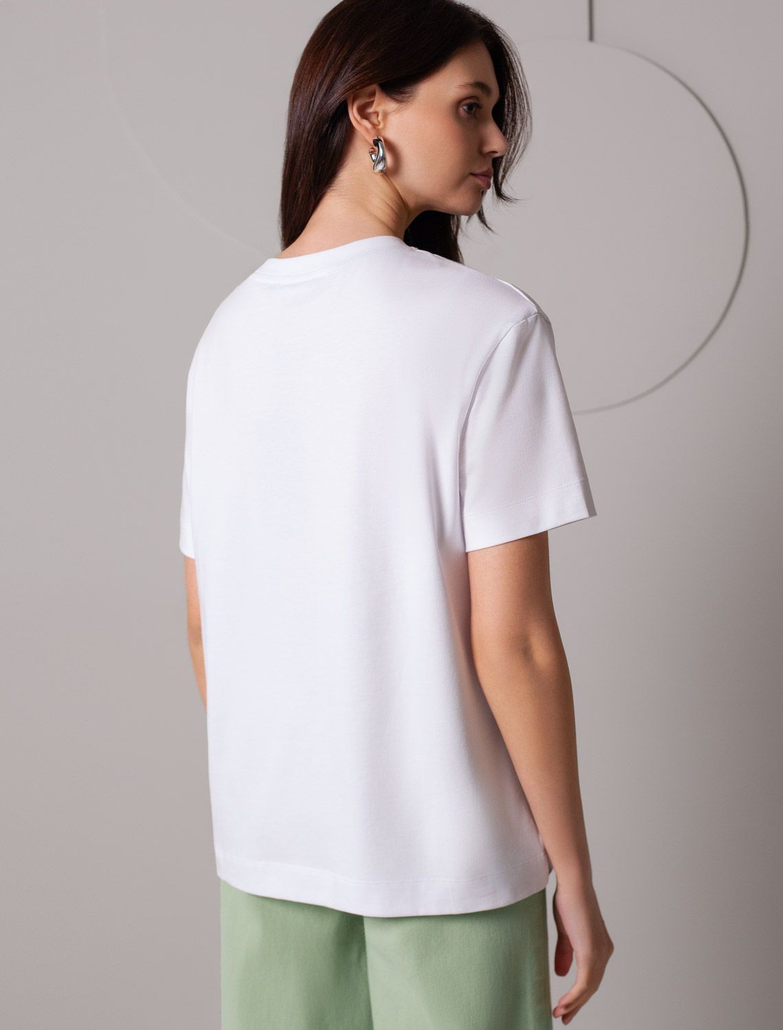 Свободная футболка с принтом из премиального хлопка с эластаном