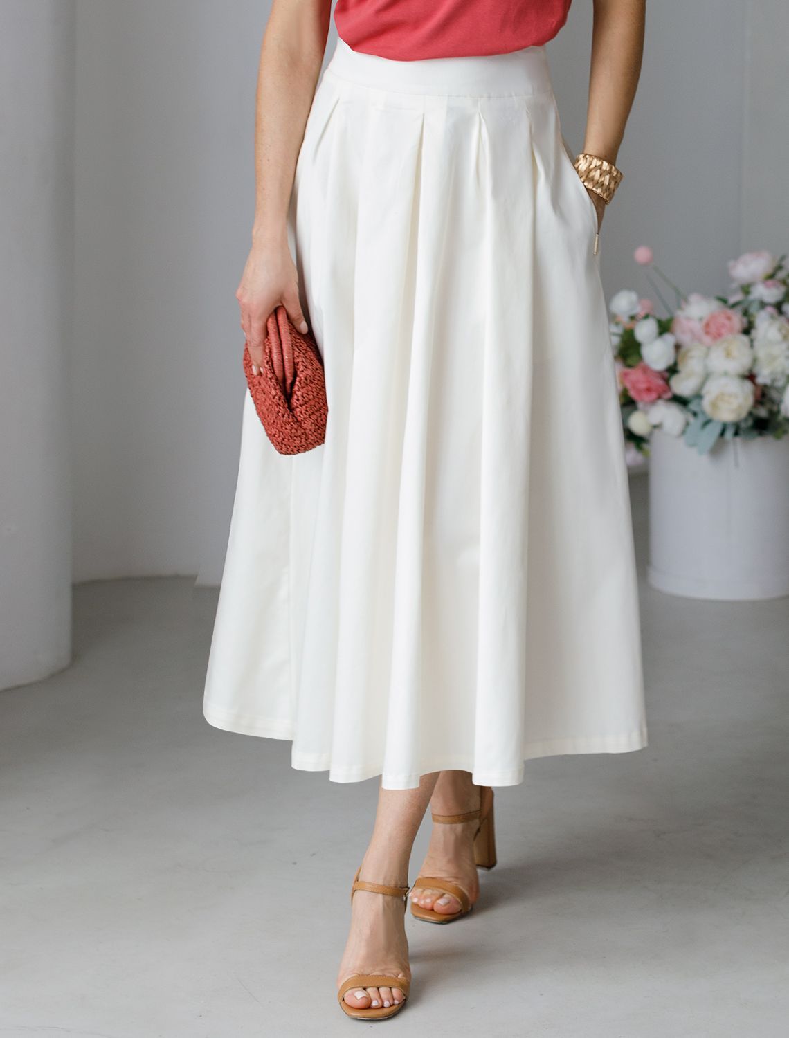 Юбка-миди свободного силуэта