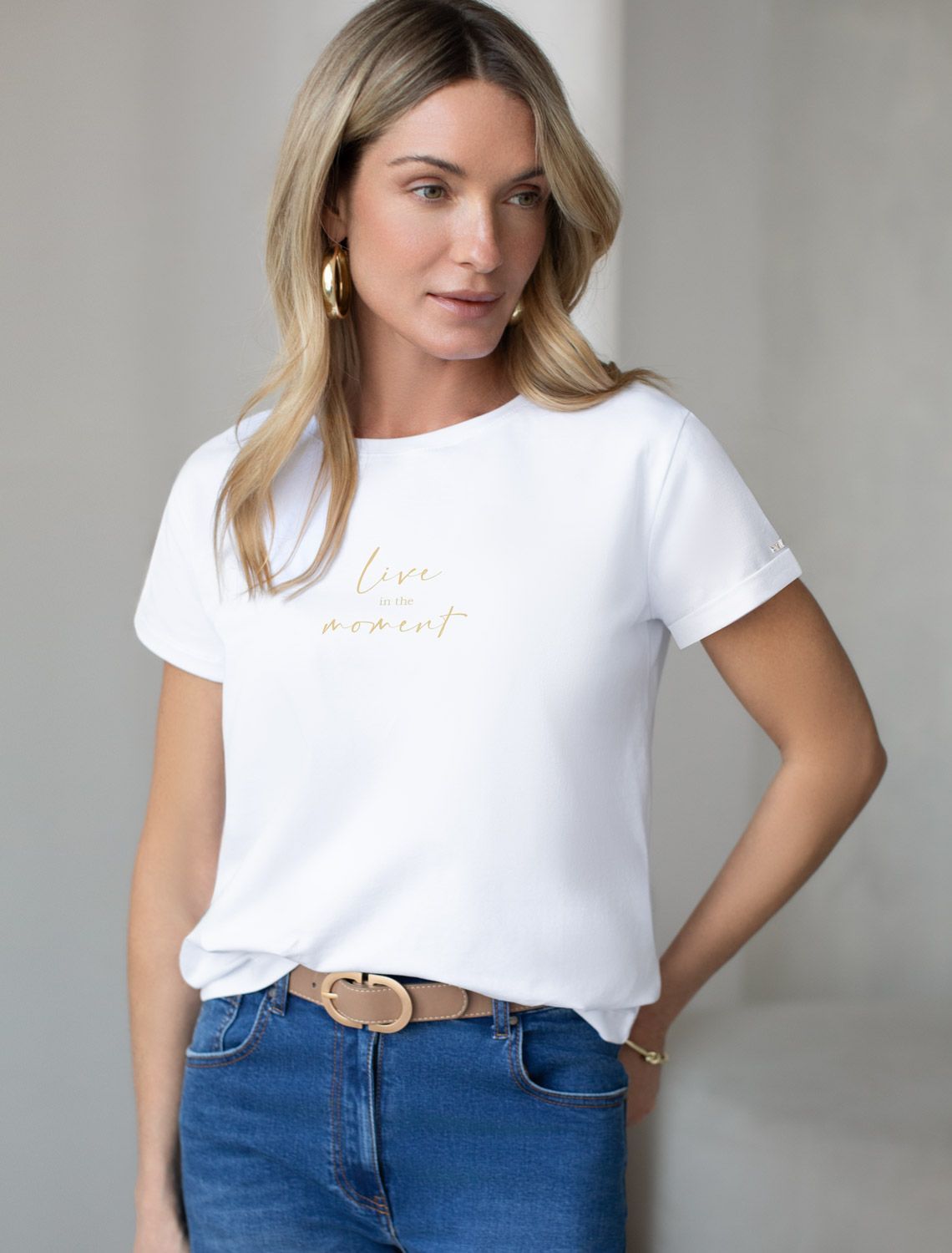 Свободная футболка с принтом из премиального хлопка с эластаном