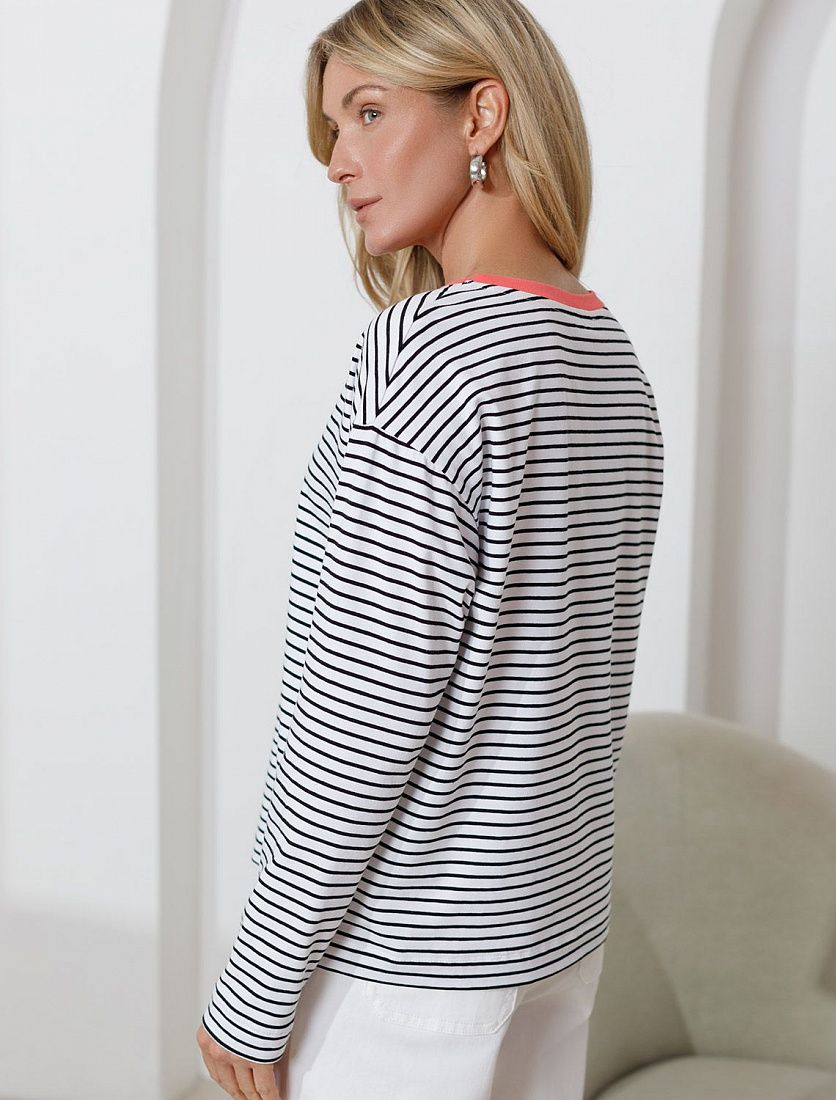 Лонгслив в полоску из премиального хлопка с эластаном