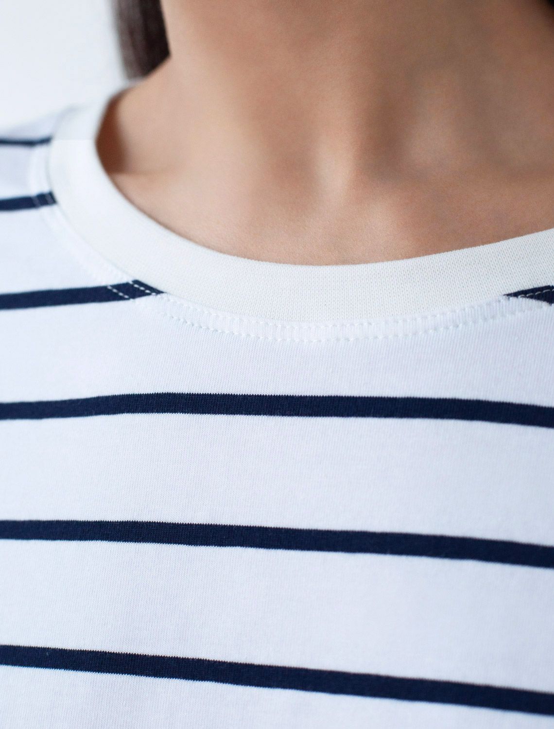 Лонгслив в полоску из премиального хлопка с эластаном