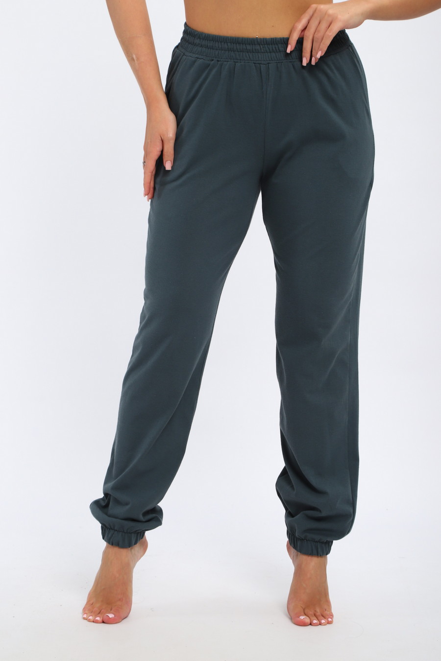 Брюки женские из кулирки на резинке серый