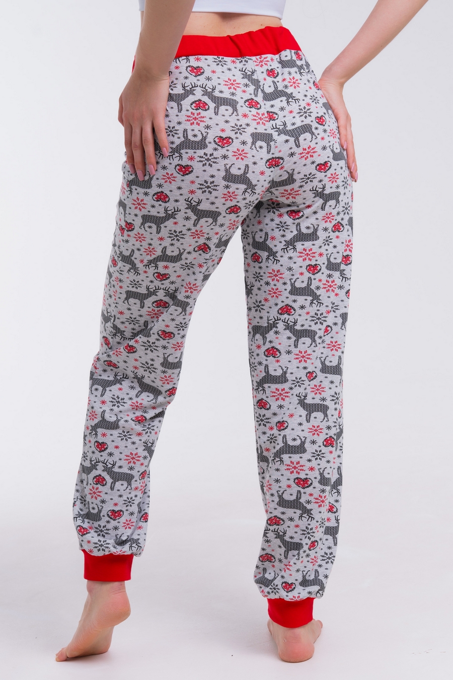 Брюки женские из кулирки на манжете красный