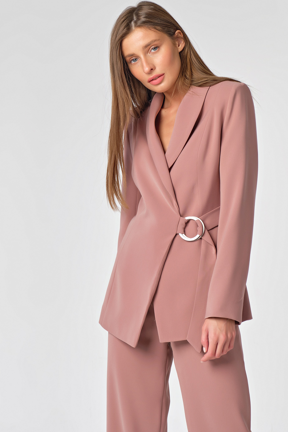 ст. цена5490руб.! Костюм летний деловой с широкими брюками какао