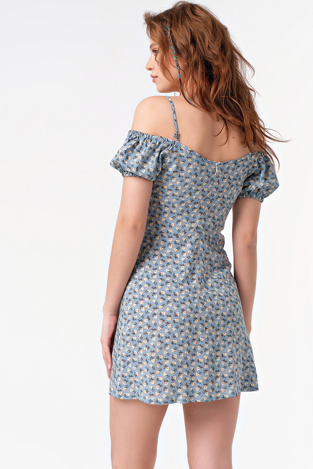 ст. цена2365руб.! Платье летнее мини приталенное с цветочным принтом