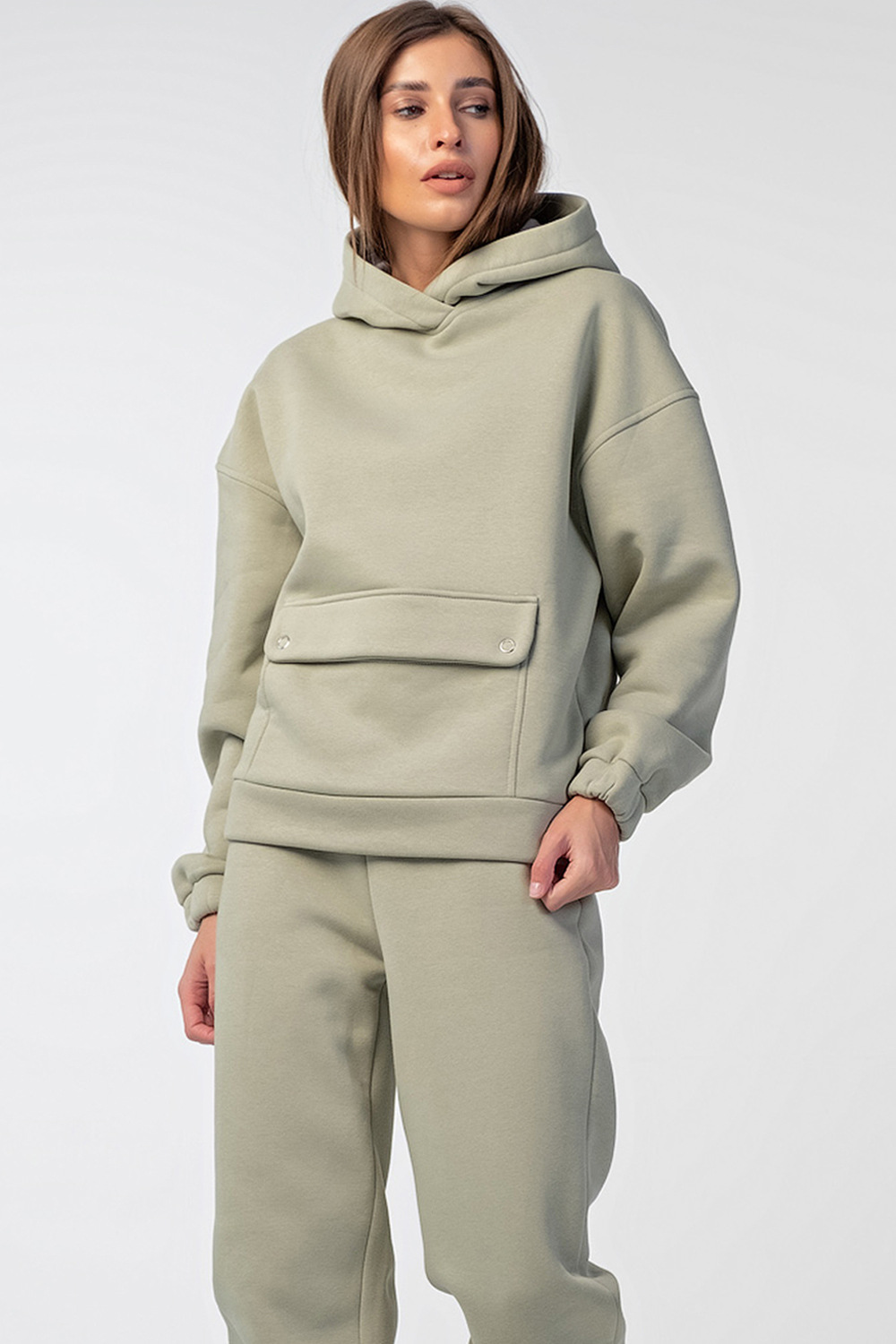 ст. цена4565руб.! Костюм зимний утепленный из футера с начесом зеленый