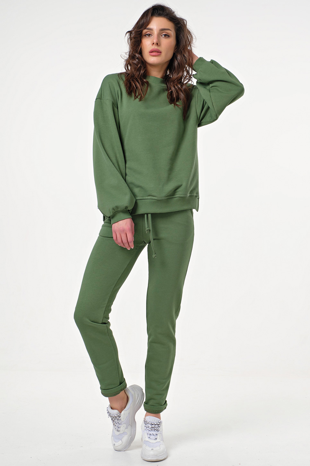 ст. цена3572руб.! Костюм трикотажный брючный из хлопка зеленый