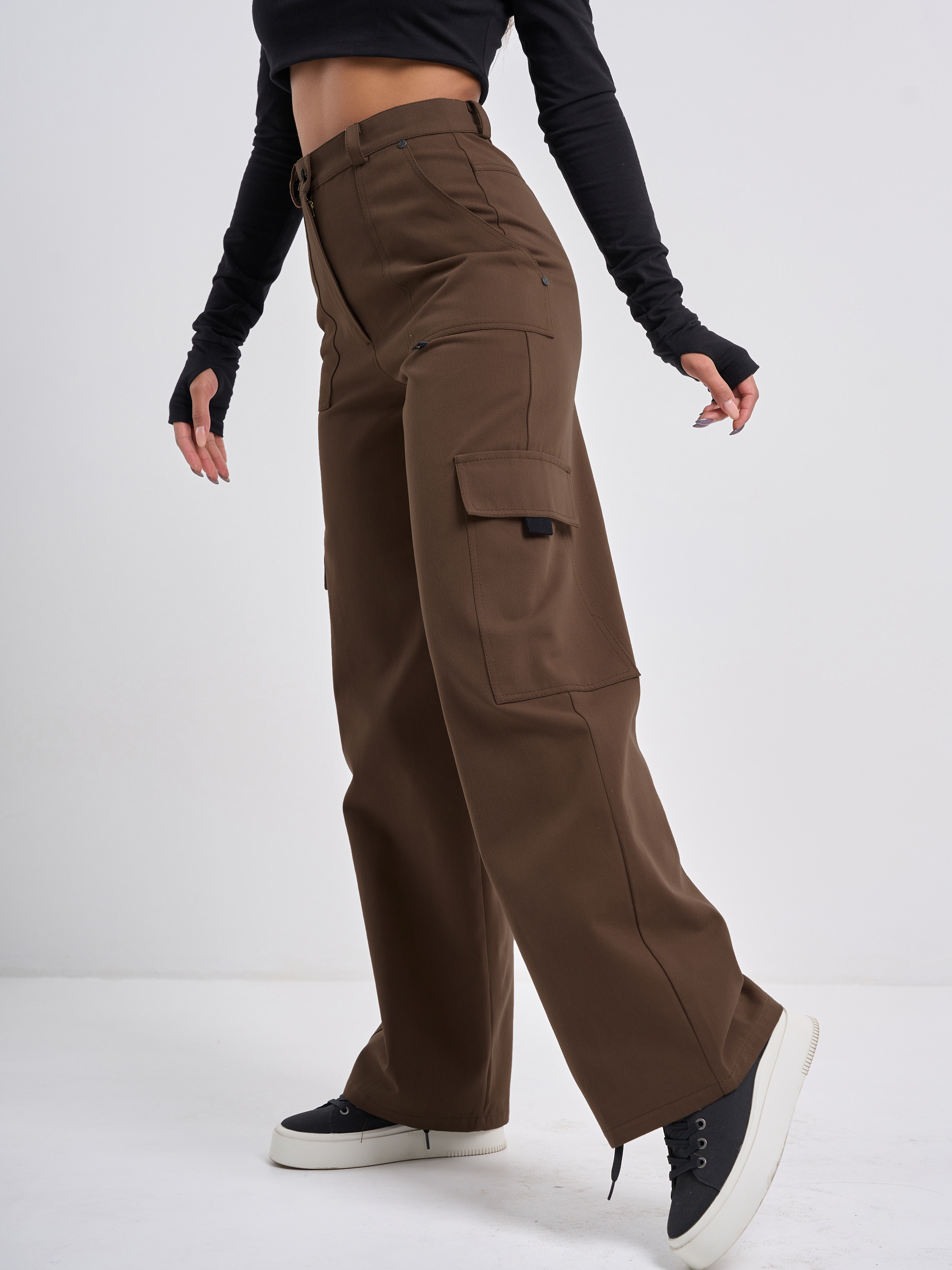 ст. цена2490руб.! Брюки карго прямые хлопковые коричневые
