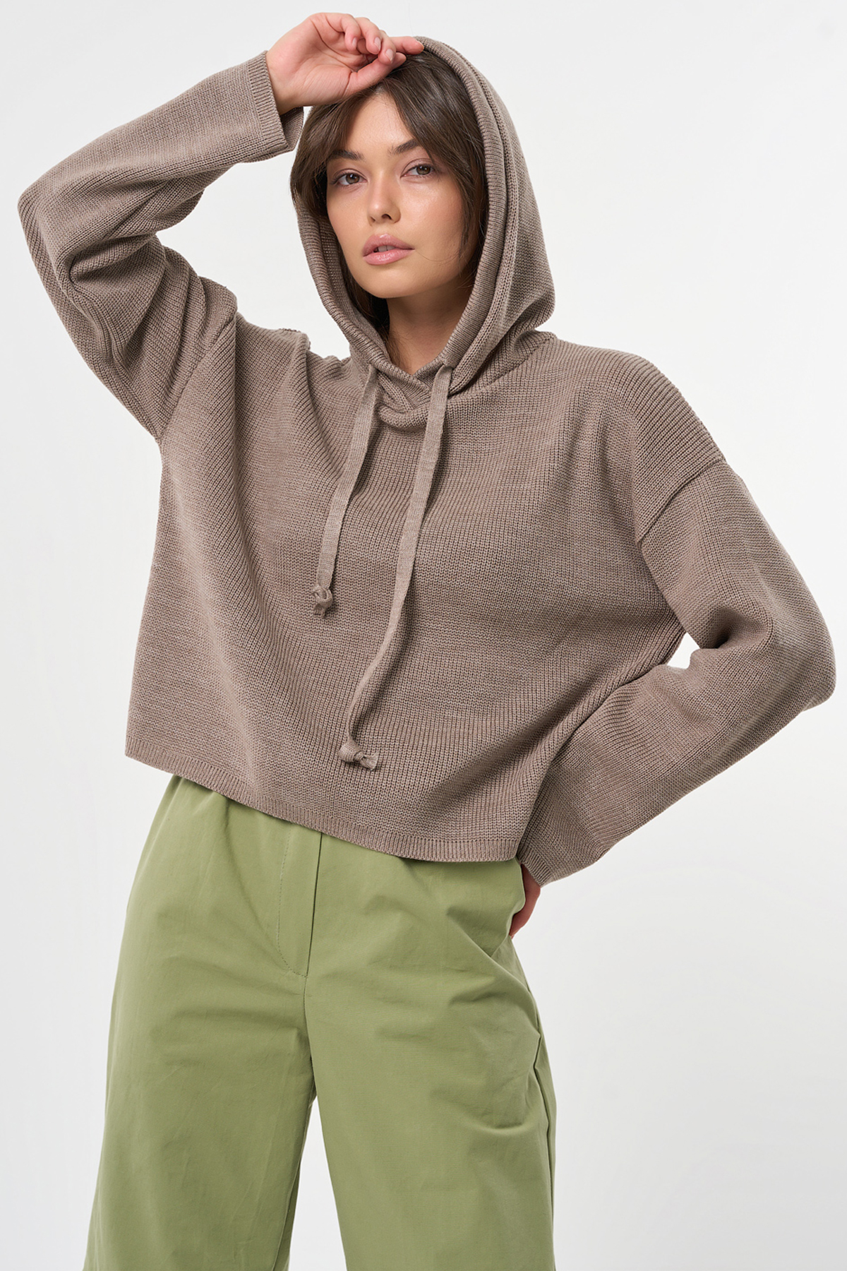 ст. цена1957руб.! Джемпер укороченный из хлопка капучино