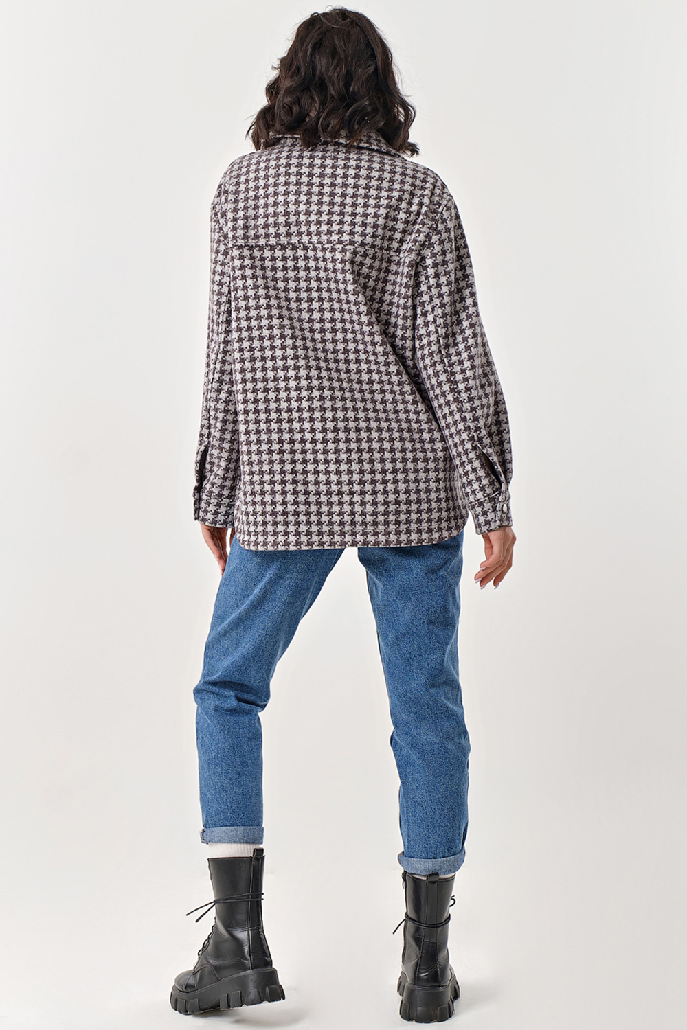 Теплая рубашка из пальтовой ткани серая