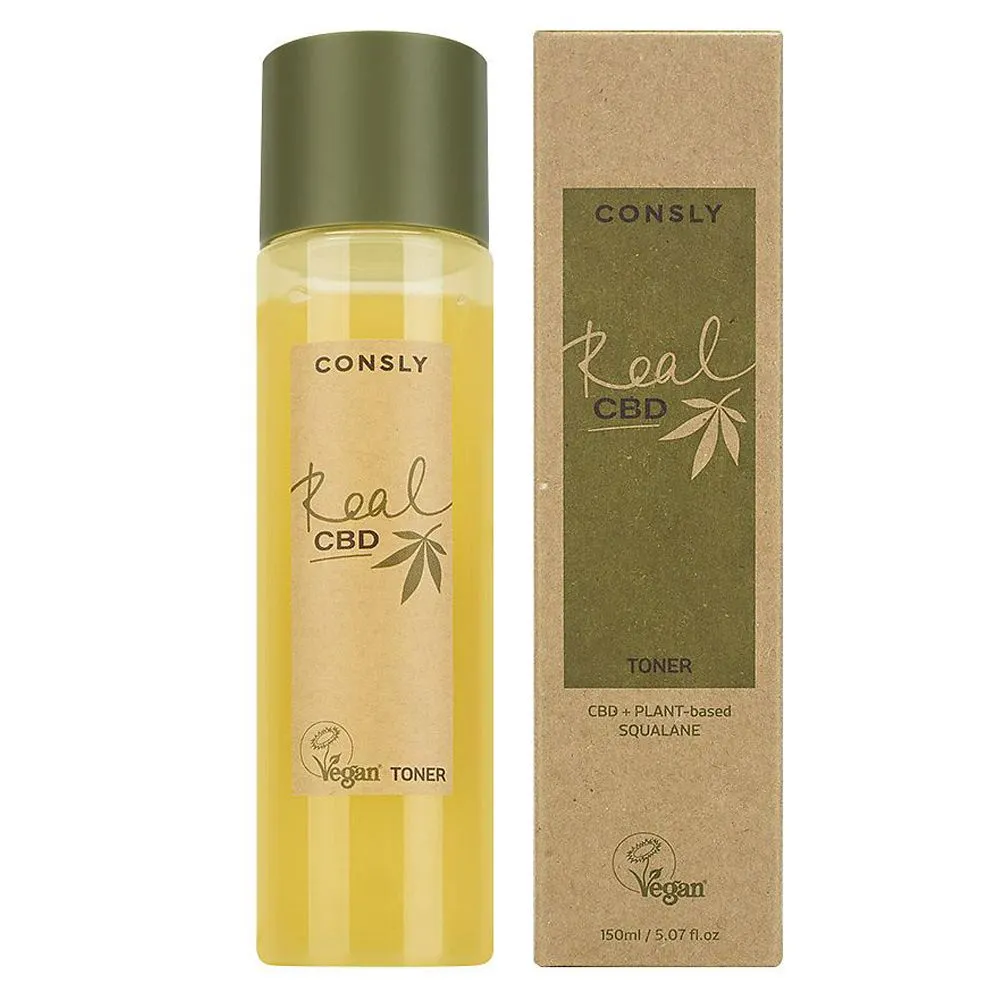 Балансирующий тонер Vegan «Real CBD» для проблемной кожи с канабидиолом и растительным скваланом, 150мл, Consly