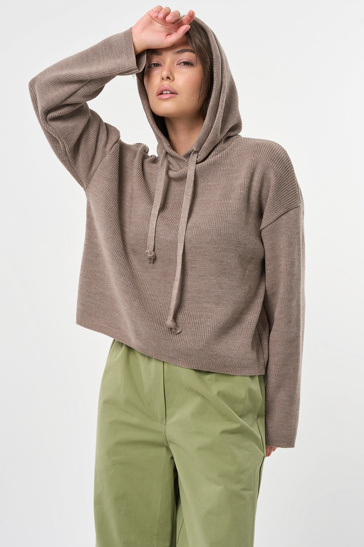 ст. цена1957руб.! Джемпер укороченный из хлопка капучино