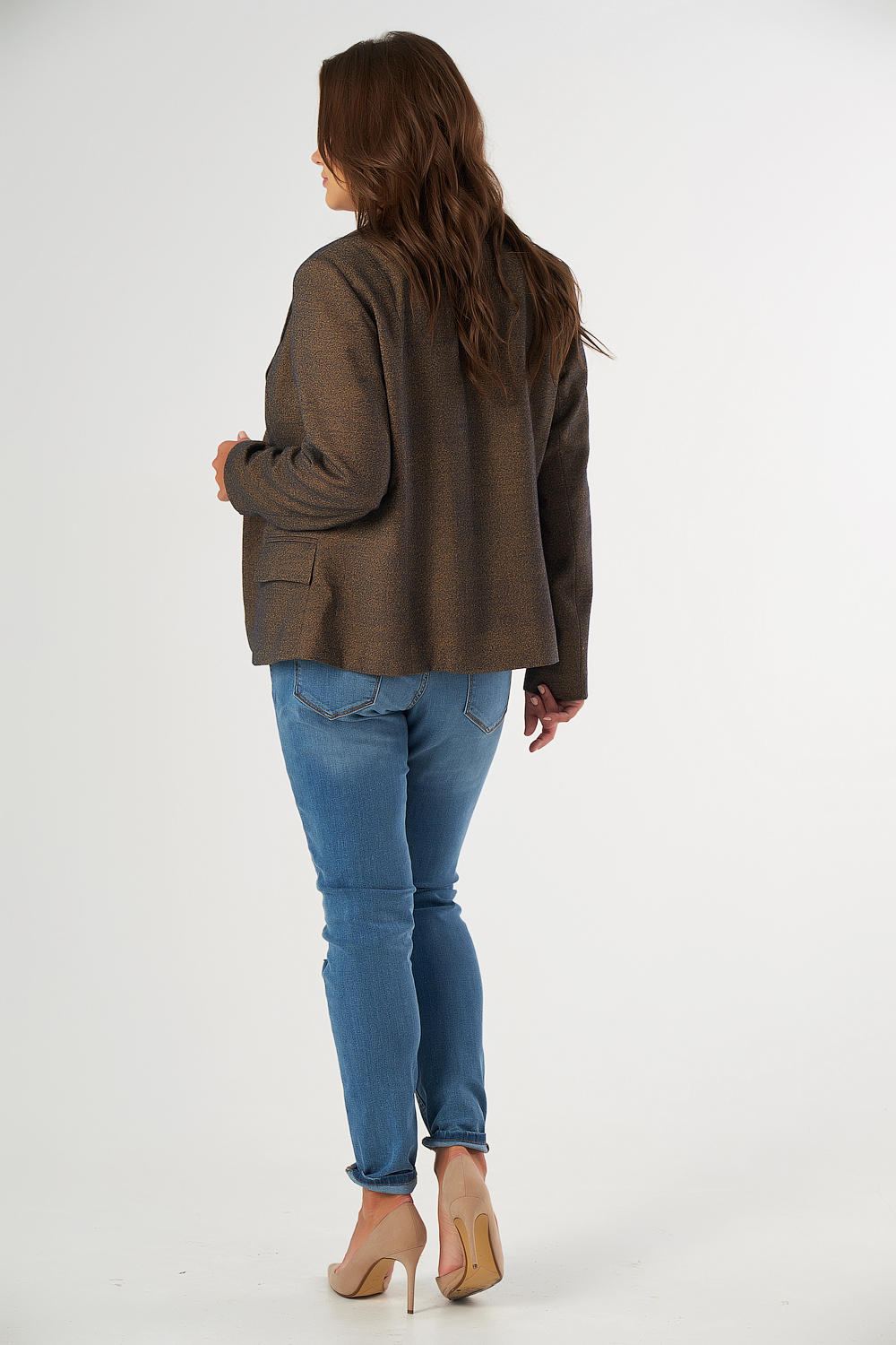 ст. цена2464руб.! Жакет классический большого размера песочный меланж