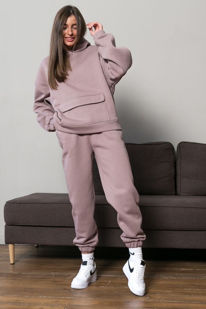 ст. цена4565руб.! Костюм зимний утепленный из футера с начесом пудровый