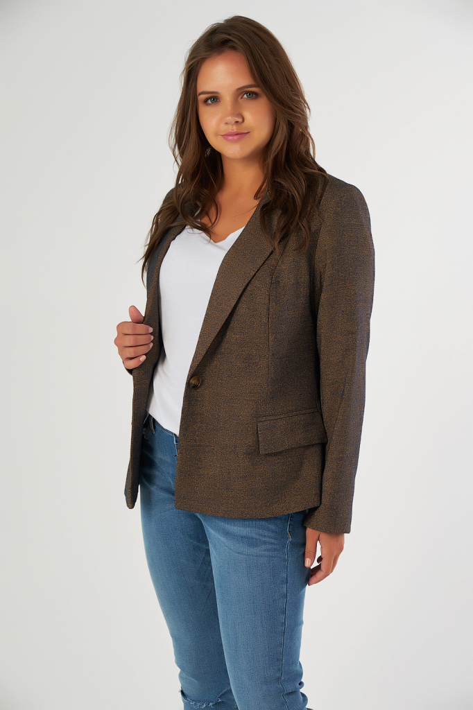 ст. цена2464руб.! Жакет классический большого размера песочный меланж