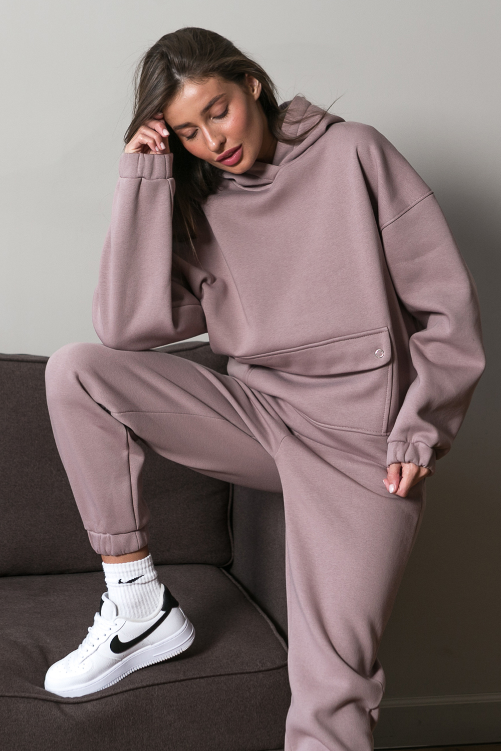 ст. цена4565руб.! Костюм зимний утепленный из футера с начесом пудровый