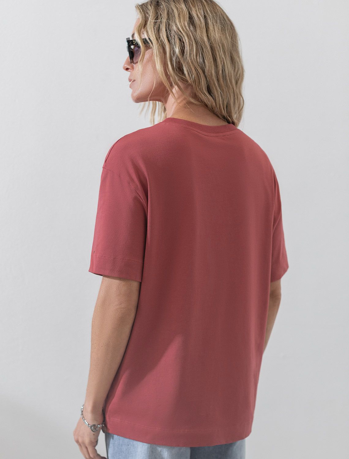 Свободная футболка с принтом из премиального хлопка с эластаном D49.145 т.коралл_vilatte