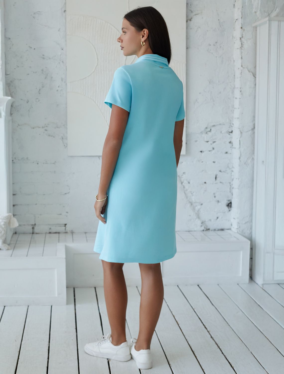 Ст.цена 2090р Платье-поло трикотажное D42.091 лазурно-голубой