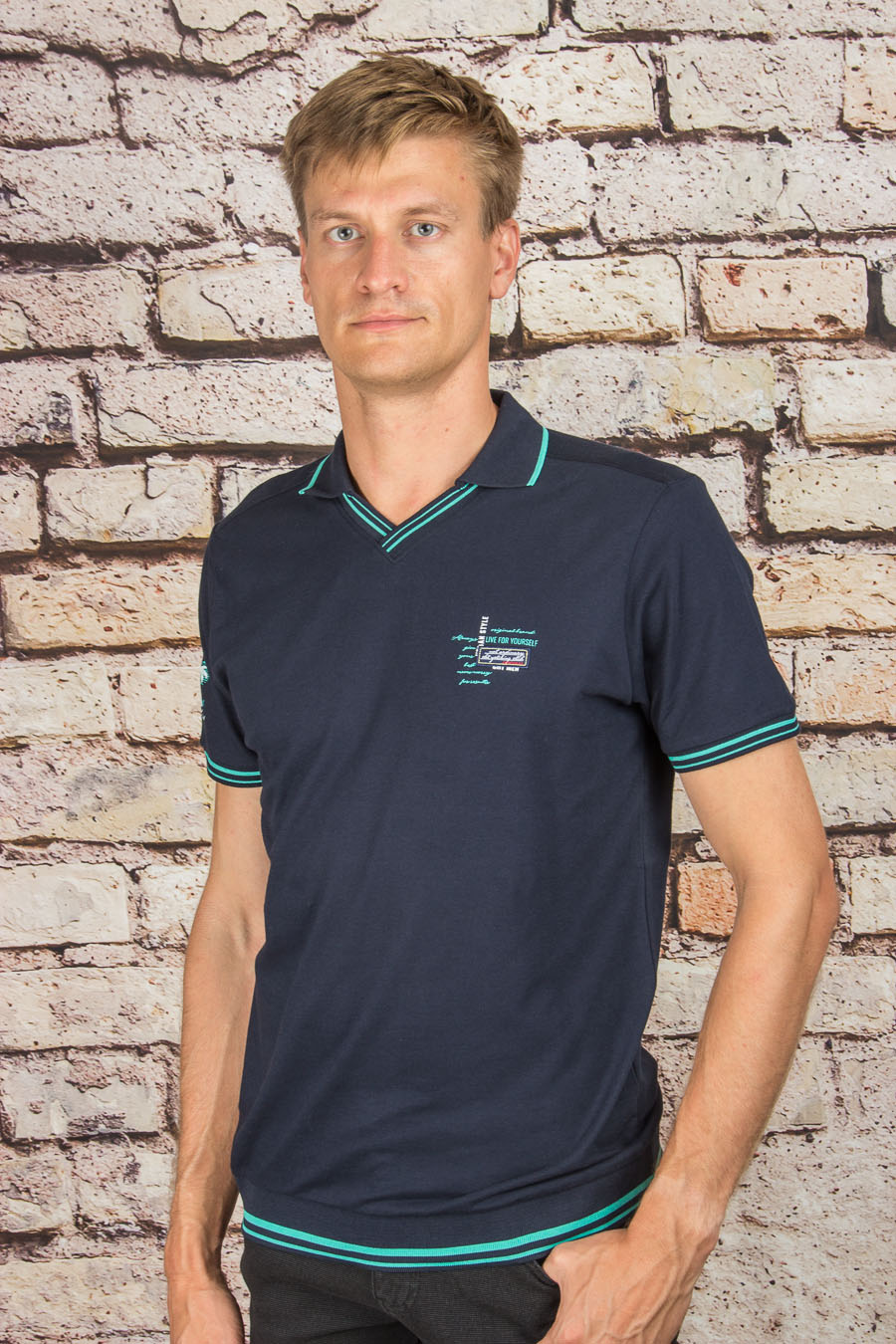 Футболка 2436 т.синий-зелёный CAHOTER