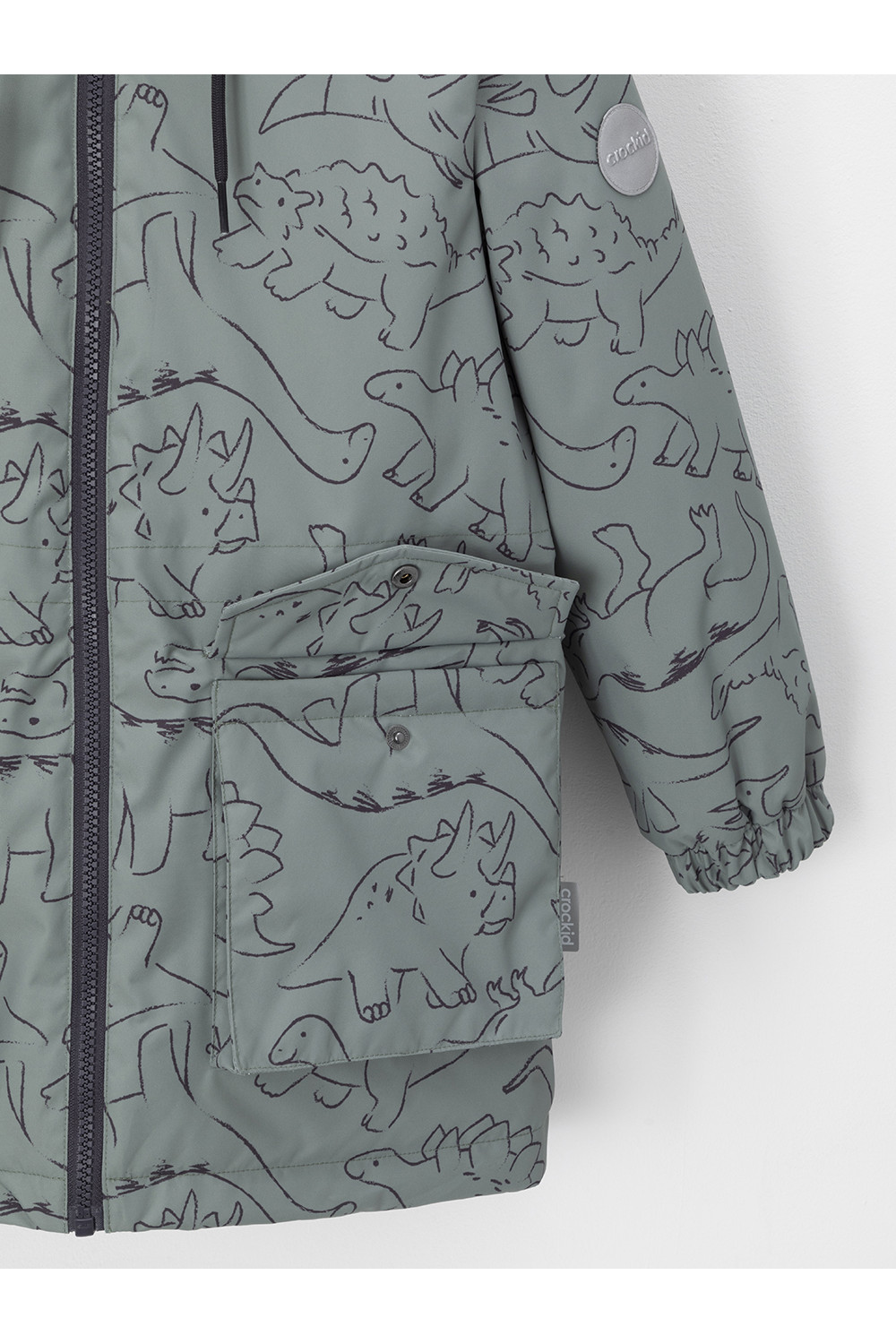 Crockid Куртка ВК 30162/н/2 УЗГ хаки, контурные динозавры Crockid