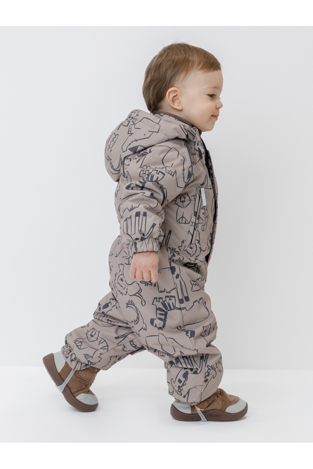 Crockid Комбинезон ВК 60085/н/74 Ал бежево-коричневый, рисунки животных Crockid