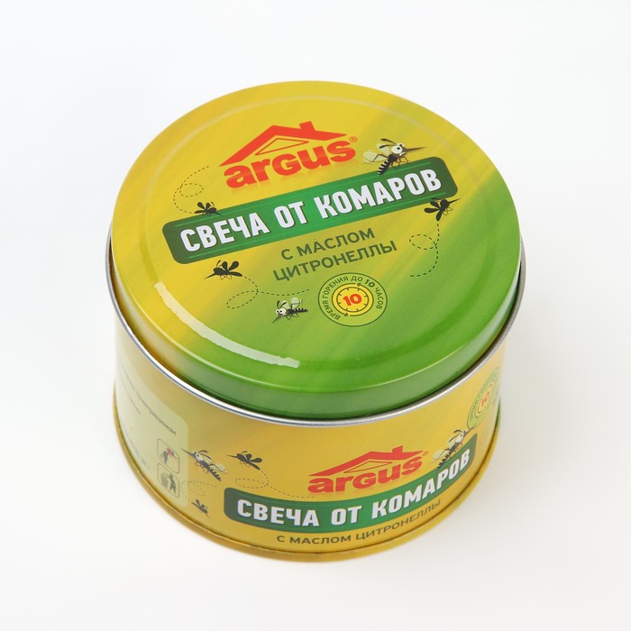 Антимоскитная свеча Argus, с маслом цитронеллы, банка с крышкой, 80 г