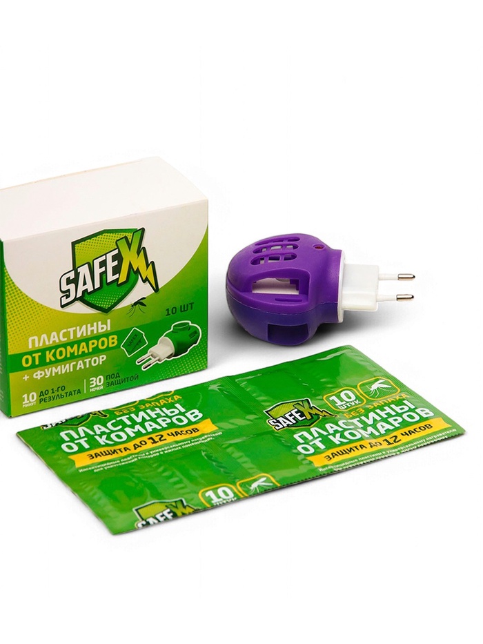 Комплект от комаров SAFEX( фумигатор+пластины), 1 шт.