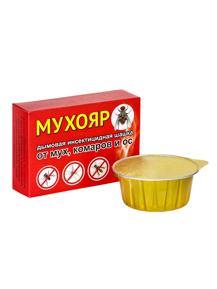 Дымовая инсектицидная шашка Мухояр от мух, комаров и ос, 50 г