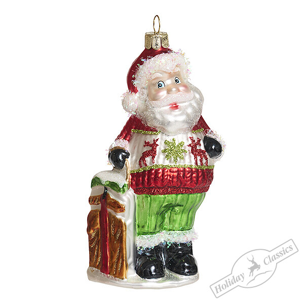 АКЦИЯ! 313руб. Было:589руб. Дед Мороз-спортсмен с санками (стекло) 7х4,5х12,5 см