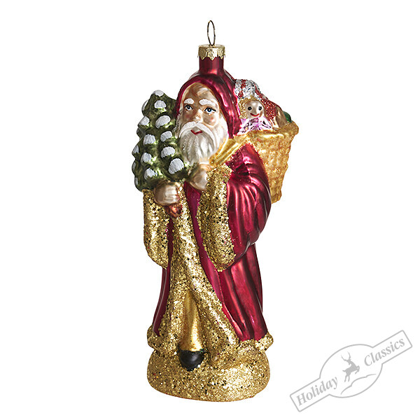 АКЦИЯ! 456руб. Было:859руб. Дед Мороз с елочкой и подарками (стекло) 7,5х5,5х16,5 см