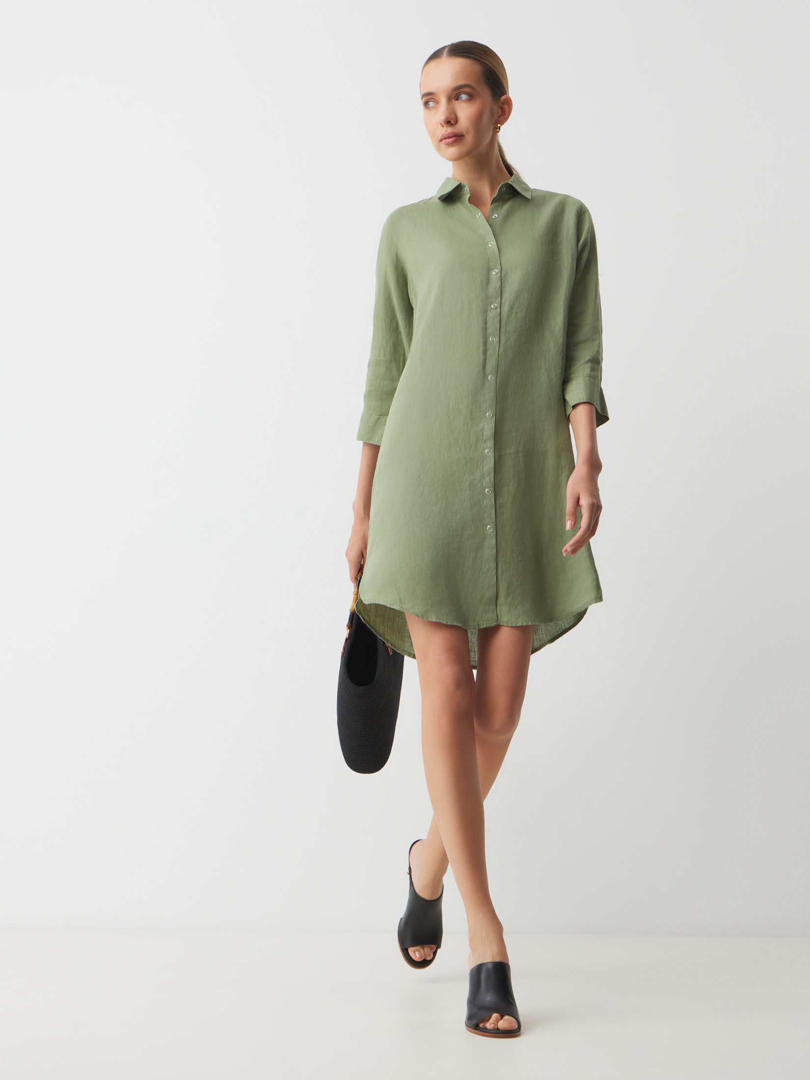 Женское платье-рубашка MAISON DAVID 2770136, серовато-зеленый