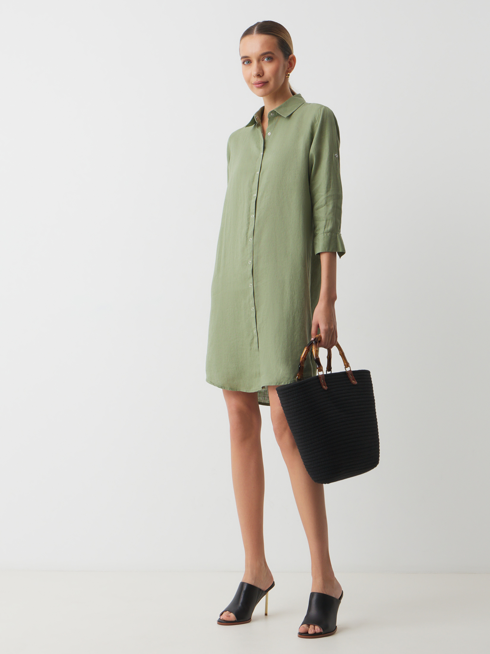 Женское платье-рубашка MAISON DAVID 2770136, серовато-зеленый