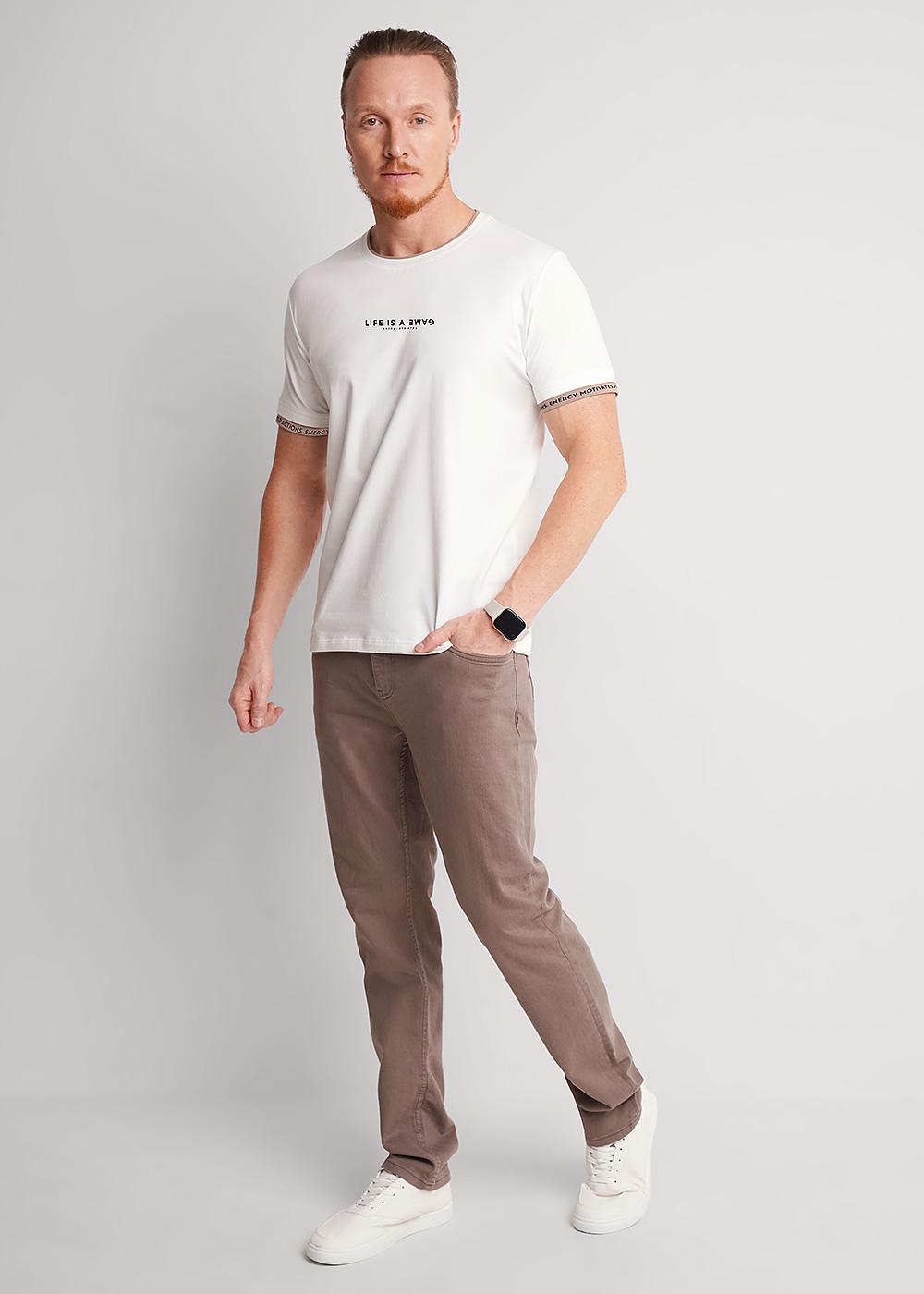 CLE 562144/03г_п Футболка мужская 562144/03г_п молочный/т.бежевый