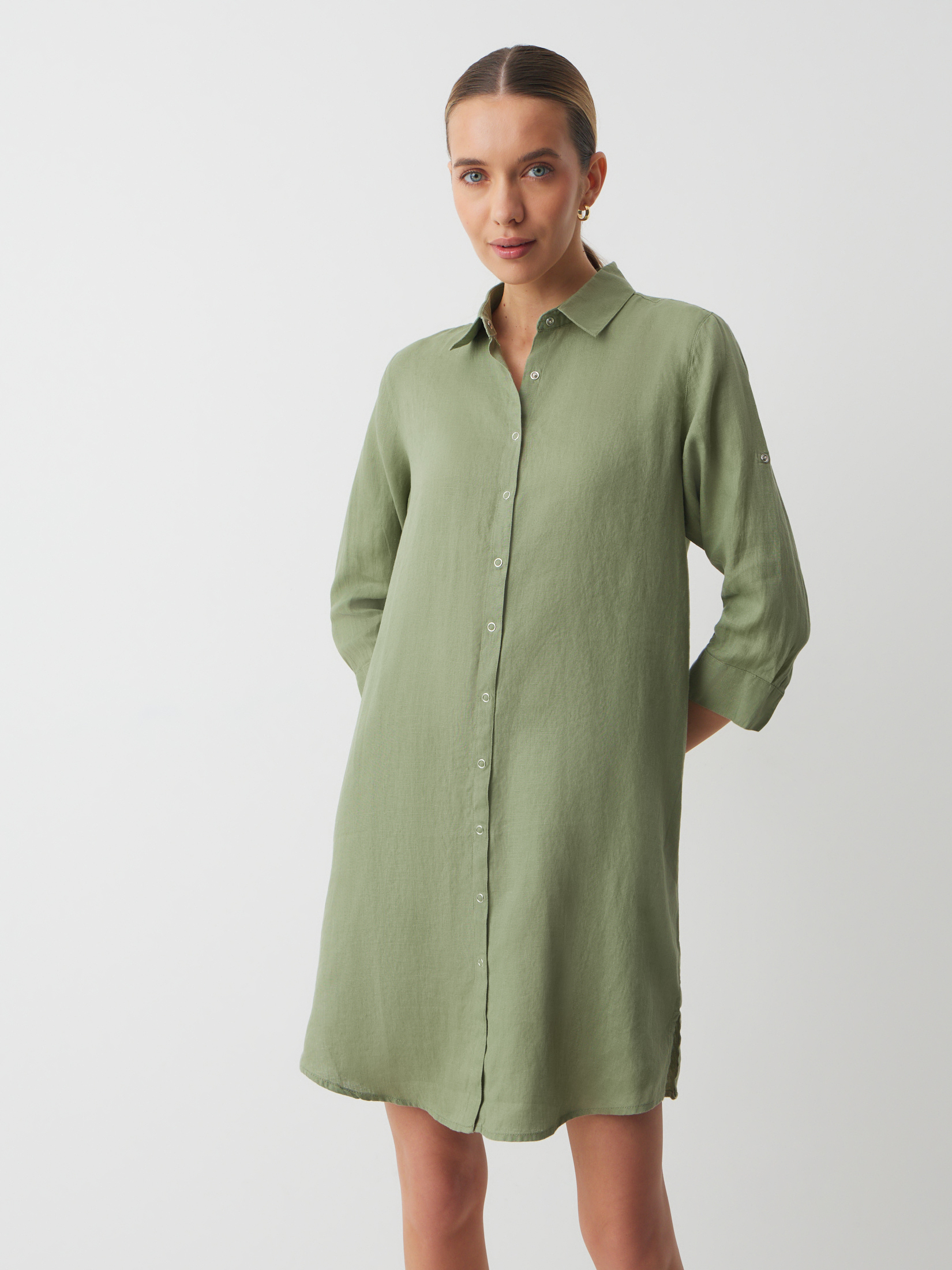 Женское платье-рубашка MAISON DAVID 2770136, серовато-зеленый