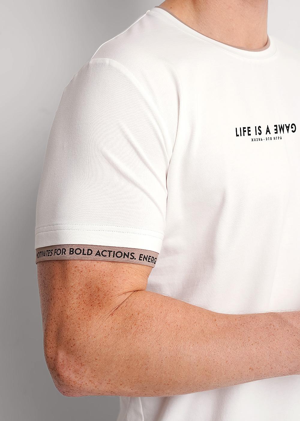 CLE 562144/03г_п Футболка мужская 562144/03г_п молочный/т.бежевый