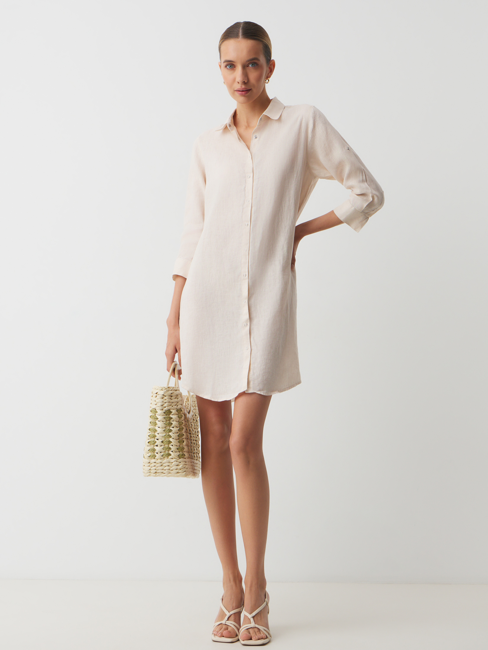 Женское платье-рубашка MAISON DAVID 2770150, молочно-бежевый