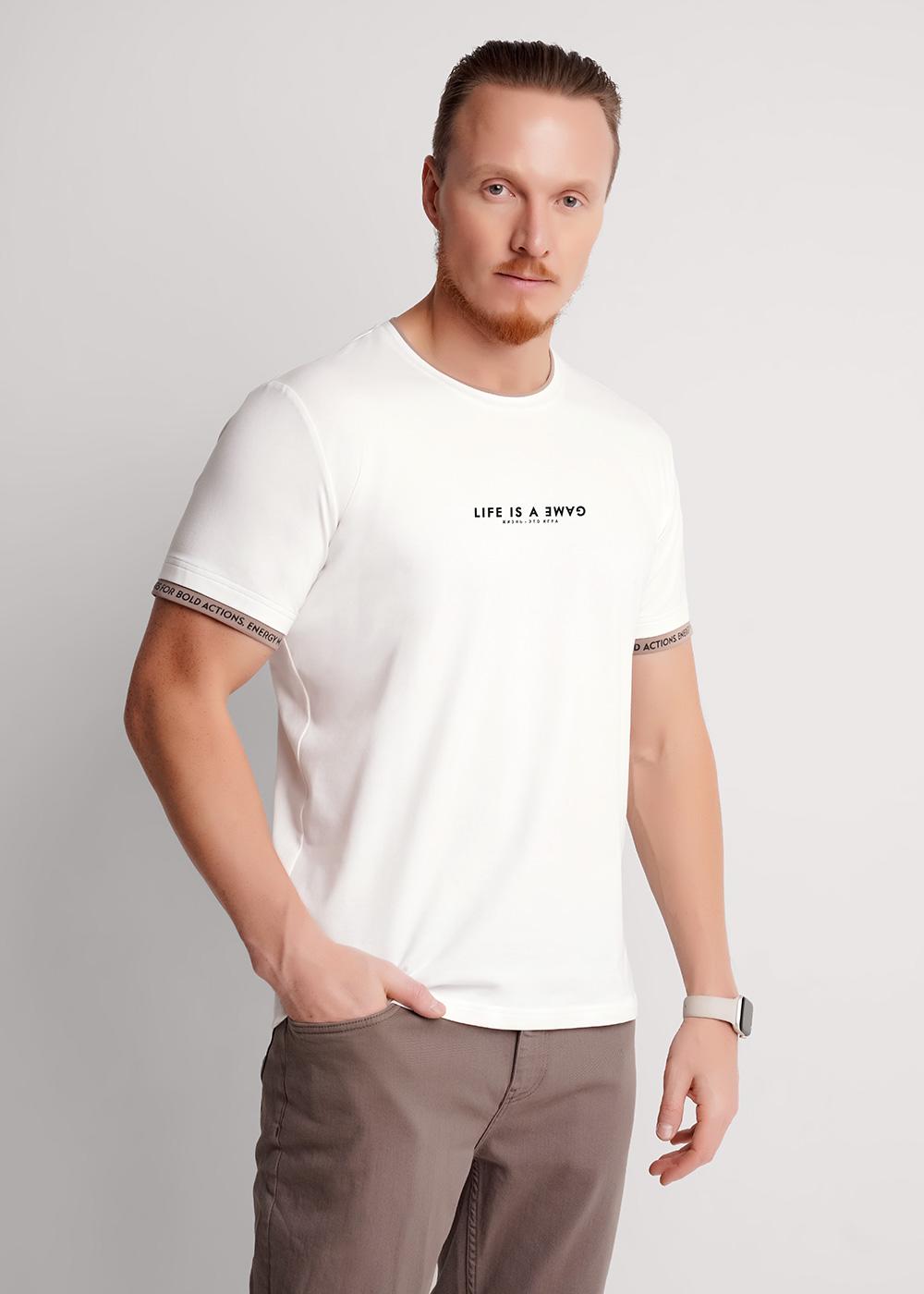 CLE 562144/03г_п Футболка мужская 562144/03г_п молочный/т.бежевый