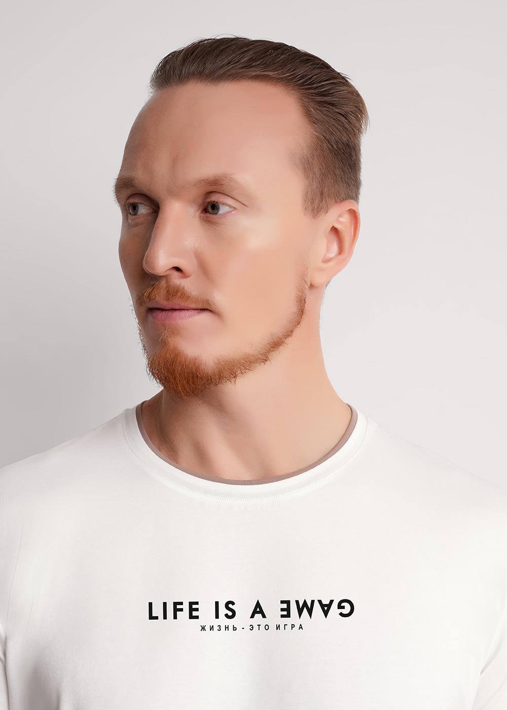 CLE 562144/03г_п Футболка мужская 562144/03г_п молочный/т.бежевый