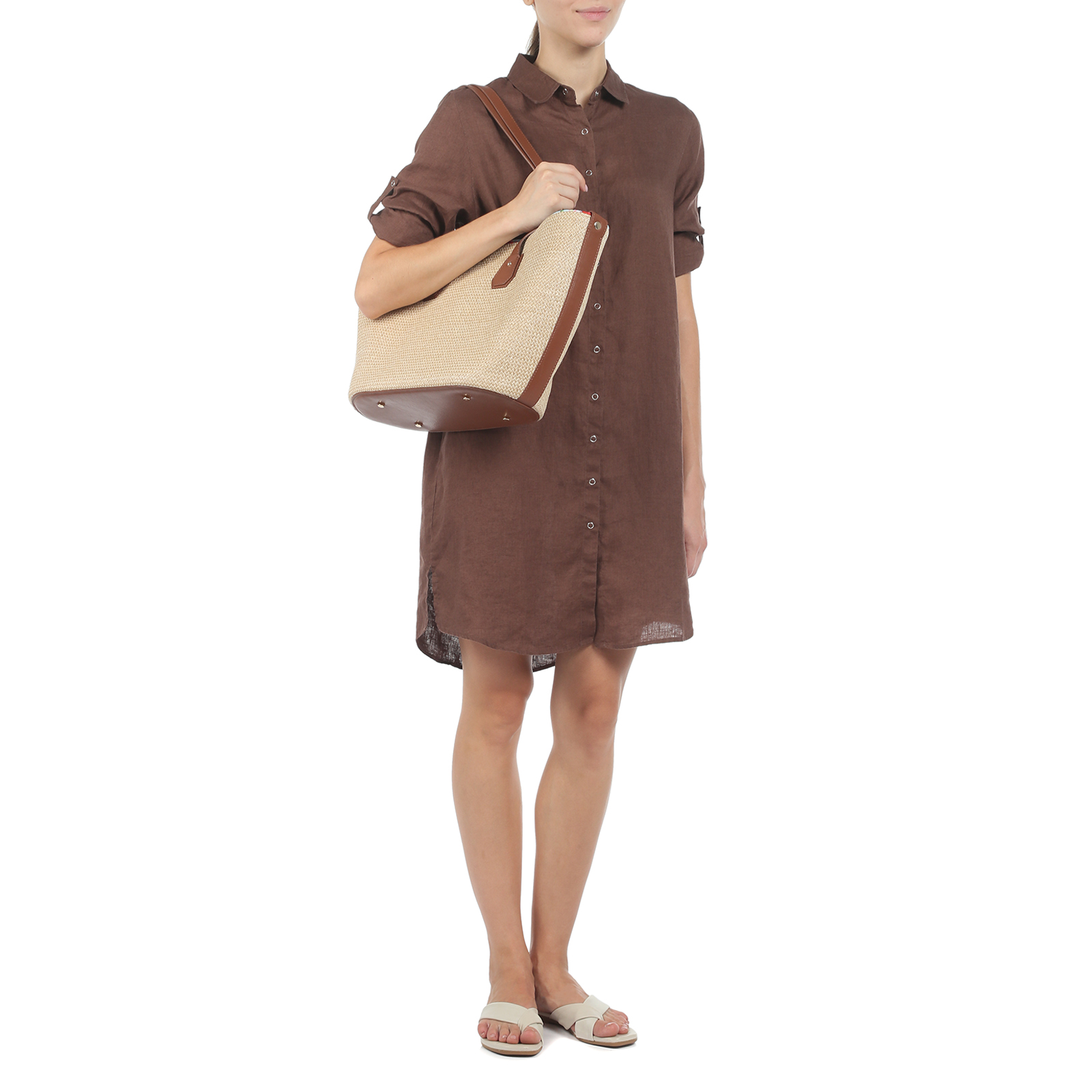 Женское платье-рубашка MAISON DAVID 2770241, темно-коричневый