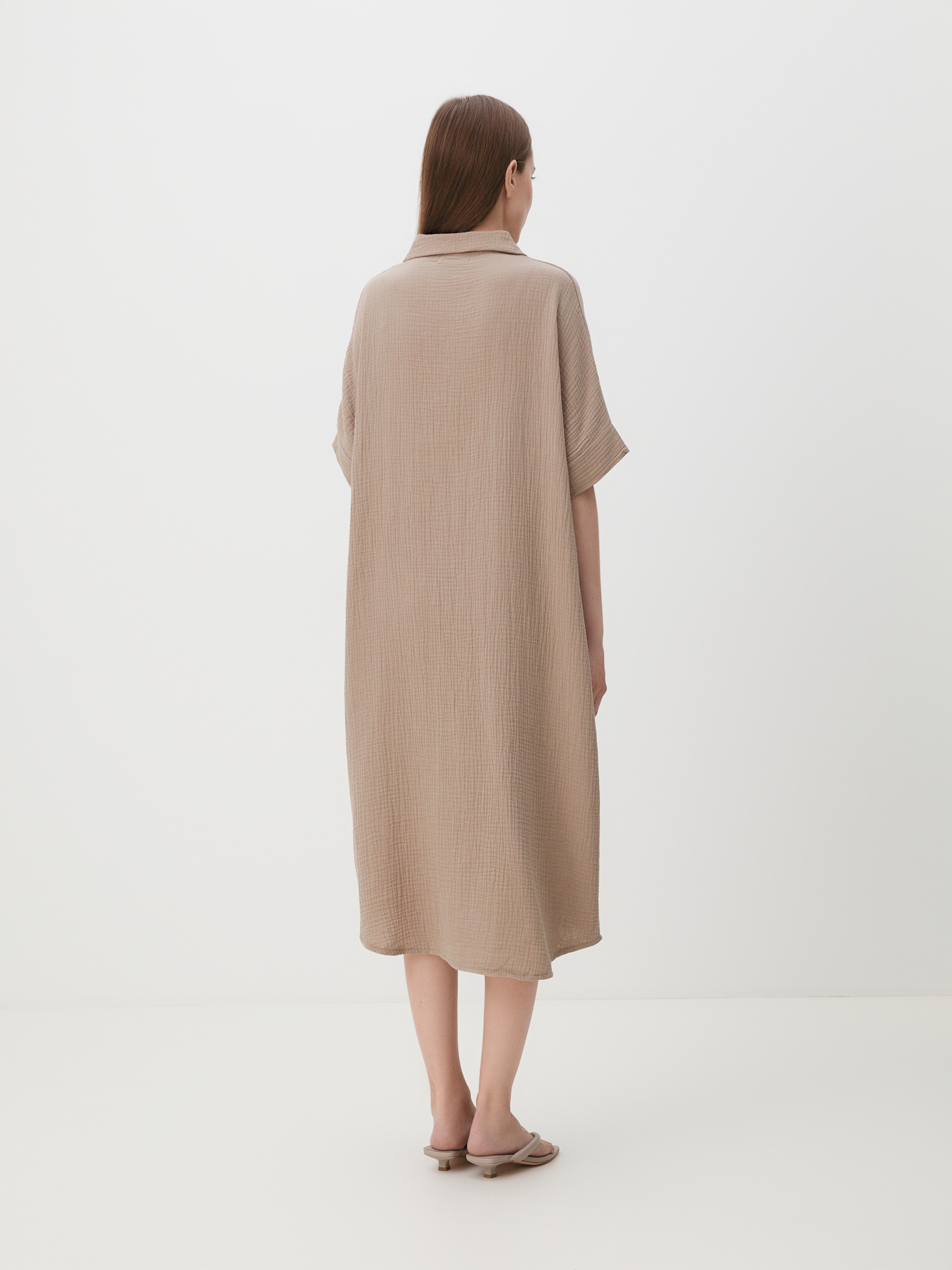 Женское платье из муслина MAISON DAVID 4244634, серовато-бежевый